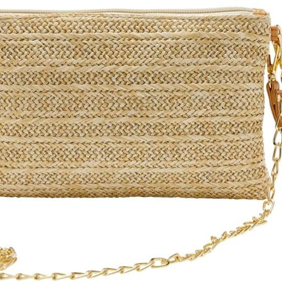 Crossbody Summer Bag for Women Beach Straw Purse with Strap - Picture 5 of 7